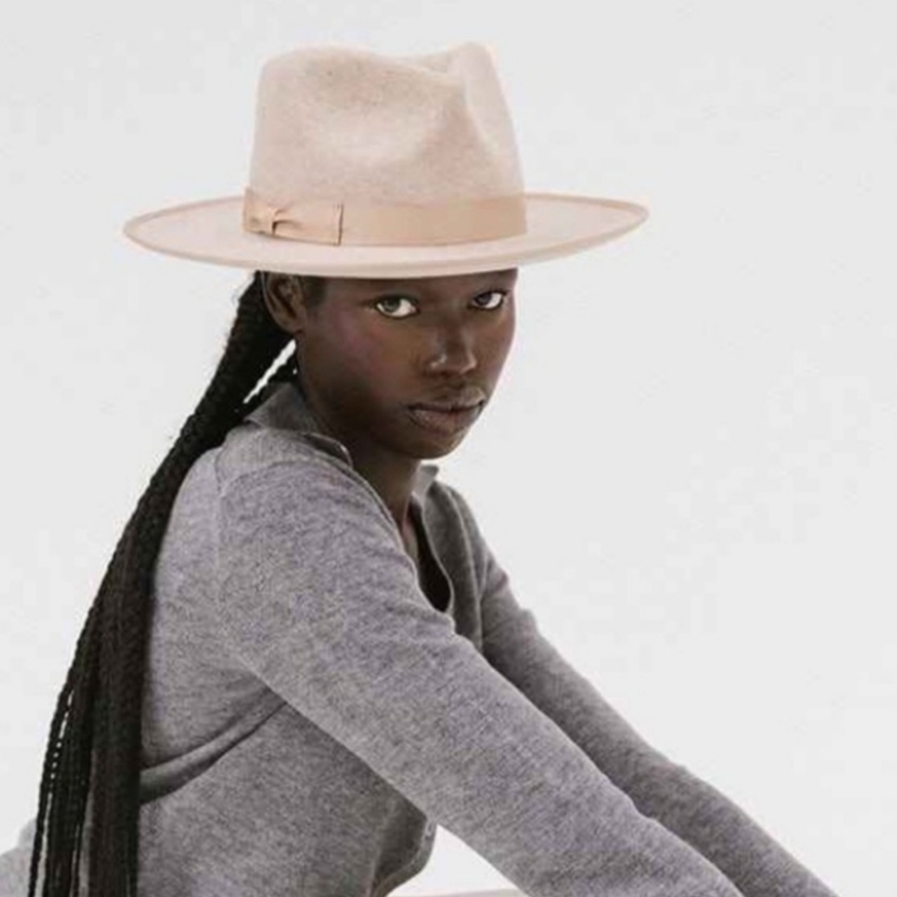 GIGI PIP Monroe Rancher Fedora 100% Australian Wool Felt Hat In Oatmeal Size 53